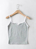 Wenkouban-Black crop top summer sexy tops women 2025 spaghetti strap top casual v neck camis knit sleeveless cami top army green cami gray