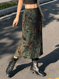 Wenkouban-nye outfits Mesh Lining Vintage Floral Midi Skirt 2025 fashion trends y2k style party club outfits