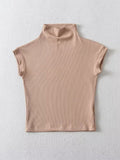 Wenkouban-Fashion Small Turtleneck Tops 2025 Summer Woman Slim Fit T-shirt Tight Cotton Short-Sleeve Tee Tops 7 Colors