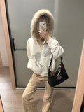 Wenkouban-Zip Up Hoodie Winter Women Clothes Casual Rhinestone White Coat Punk  Hoodies Femme Aesthetic Vintage Jackets Gothic Y2k Tops