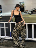 Wenkouban-American Retro Punk Camouflage Pocket Cargo Pants Y2K High Street Hip Hop Loose Fashion Street Casual Straight Wide Leg Pants