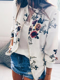 Wenkouban-Floral Print Zipper Casual Jacket Women 2025 Spring Summer Long Sleeve Loose Bomber Jacket Coat O Neck Fashion Tops Outerwear