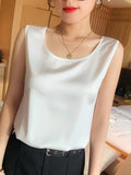 Wenkouban-2025 New Fashion Silk Thin Short Sleeve Tees Slip Woman Summer Clothes Elegant Tops Solid Loose Casual