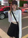 Wenkouban-Long Sleeve T-shirts Women Design Sexy Crop Ins Prevalent Bandage Tops Harajuku Ulzzang Street Spring Female Ropa Hot Skinny New