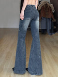 Wenkouban-y2k Outfits christmas outfit Vintage Gradient Low Rise Flared Jeans