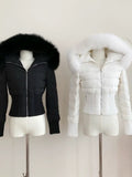 Wenkouban-Winter 2024 New American Retro Design 1980s fashion y2k outfits Fluff Fur Jacket