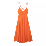 Wenkouban-2025 dress to impress party dress nye outfits Orange Backless Summer Dress  YM1359