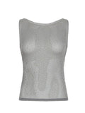 Wenkouban-y2k Outfits christmas outfit Rhinestone Sheer Mesh Tank Top