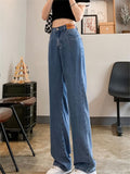 Wenkouban-Basic baggy air jeans with a high waist- Streetwear y2k outfits Fall Outfits Christmas Thanksgiving Gift New Year's Eve