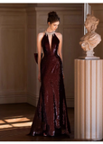 Wenkouban-2025 dress to impress party dress nye outfits Burgundy Sequins Mermaid Evening Dress New Prom Dress  YM1612