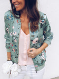 Wenkouban-Floral Print Zipper Casual Jacket Women 2025 Spring Summer Long Sleeve Loose Bomber Jacket Coat O Neck Fashion Tops Outerwear