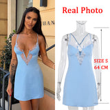 YJ24596 Autumn 2025 New Small Fragrant Style Slimming Strap Lace V-neck Sexy Mini Dress