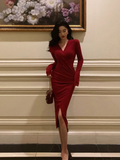 Wenkouban-2025 dress to impress party dress nye outfits Red Sheath Dress For Women, Party Dress  YM1599