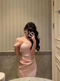 Wenkouban-2025 dress to impress party dress nye outfits Classy Pink Satin Prom Dress Birthday Outfits Evening Gown YM1619