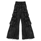 Wenkouban-Y2K High Street Pocket Baggy Jeans Men and Women Retro Streetwear Punk Hip Hop Washed Harajuku High Waist Wide Leg Jeans