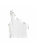 Wenkouban-One Shoulder Cropped Tanks Top Women Summer Sleeveless Tanks Camis Sexy Oblique Collar Elastic Corset Slim Crop Tops Tube Lady