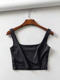 Wenkouban-Hot Sale 2025 Summer Women Sexy Sleeveless Tops Fashion Short Square Collar Tank Tops 4 Colors