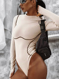 Wenkouban-2025 Long sleeve striped line patchwork bodycon sexy playsuit autumn winter women streetwear outfits female body