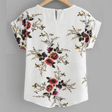 Wenkouban-Summer Fashion Floral Print Blouse Pullover Ladies O-Neck Tee Tops Female Women's Short Sleeve Shirt Blusas Femininas Clothing