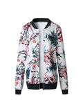 Wenkouban-Floral Print Zipper Casual Jacket Women 2025 Spring Summer Long Sleeve Loose Bomber Jacket Coat O Neck Fashion Tops Outerwear