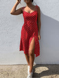 Wenkouban-Dresses 2025 Sundress Summer Women Causal Polka Dot Sleeveless High Pleated elastic waist V-Neck Beach Dress Vestidos De Verano