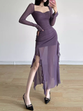 Wenkouban-2025 dress to impress party dress nye outfits Purple irregular long dress YM1337