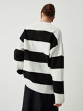 Wenkouban-Christmas Thanksgiving outfits_Contrast Color Striped Trendy Crew Neck Sweater