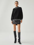 Wenkouban-Christmas Thanksgiving outfits_Contrast Stitch Graceful Mock Neck Sweater