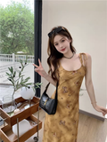 Wenkouban-2025 dress to impress party dress nye outfits women's summer oil painting printed suspender dress YM1181