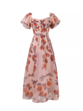 Wenkouban-2025 dress to impress party dress nye outfits Summer new retro floral long dress  YM1134