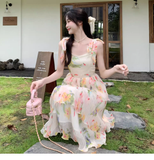 Wenkouban-2025 dress to impress party dress nye outfits women's floral suspender dress YM1160