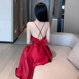 Wenkouban-2025 dress to impress party dress nye outfits Red Backless Summer Dress   YM1495