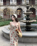 Wenkouban-2025 dress to impress party dress nye outfits women's summer floral suspender dress YM1359