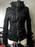 Wenkouban-Winter 2024 New American Retro Design 1980s fashion y2k outfits Black Winter Suit