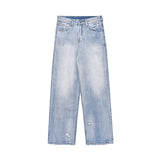 1980s fashion trends Street Washed Old Back Ripped Straight Loose Wide Leg Jeans