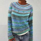 fall trends 2024 outfits Vintage Tribal Iceland Pattern Warm Comfy Sweater Men's and Women's round Neck Sweater