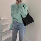 2024 Autumn and Winter round Neck Pullover Soft Glutinous Sweater Women's Sweet College Style Short Sweater Top Women's