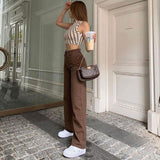 2024 fall fashion trends Autumn New Brown Jeans Retro American Solid Color Slimming Ins Trendy High Waist Straight Pants for Women