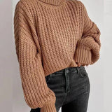 winter outfits women Women's Loose Thread Pilling Knitted Sweater Urban Trend Solid Color round Neck