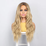 Wenkouban calico hair Wig Golden Wavy Curly Head Dyed Long Curly Wig Wig Female Full Head Cover