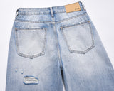 1980s fashion trends Street Washed Old Back Ripped Straight Loose Wide Leg Jeans