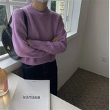 2024 Autumn and Winter round Neck Pullover Soft Glutinous Sweater Women's Sweet College Style Short Sweater Top Women's