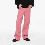 Wenkouban cute outfits fall Dopamine Straight Loose Washed Pants Three-Dimensional Cut Raspberry Pink Jeans Mid-High Waist Trousers