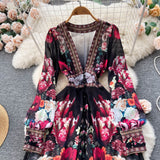 skeleton dress to impress boho Autumn French Court Style Elegant Slimming French Chiffon Mesh Dress Women's Large Swing A- line Printed Long Skirt