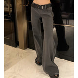 Micro-Pull V Waist Suit Pants Women's Low Waist American Retro Drape Slimming Casual Pants