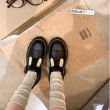 fall outfits idea mary jane shoes outfit skirts Single-Layer Shoes Women's Small Leather Shoes