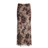 guys in skirts Gothic style Vintage Floral Printed Mesh Double-Layer Skirt Vintage Elegant Low Waist Slimming Dress