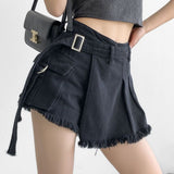 country concert outfit High Waist Lace-up Denim Shorts Women's 2024 Summer New Loose Slimming Hot Girl A- line Wide Leg Fake Two-Piece Culottes