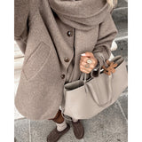 fall outfits women Christmas Thanksgiving Black Friday Pure Ribbon Scarf Woolen Coat Fashionable Temperament Scarf Short Coat Coat