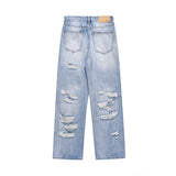 1980s fashion trends Street Washed Old Back Ripped Straight Loose Wide Leg Jeans